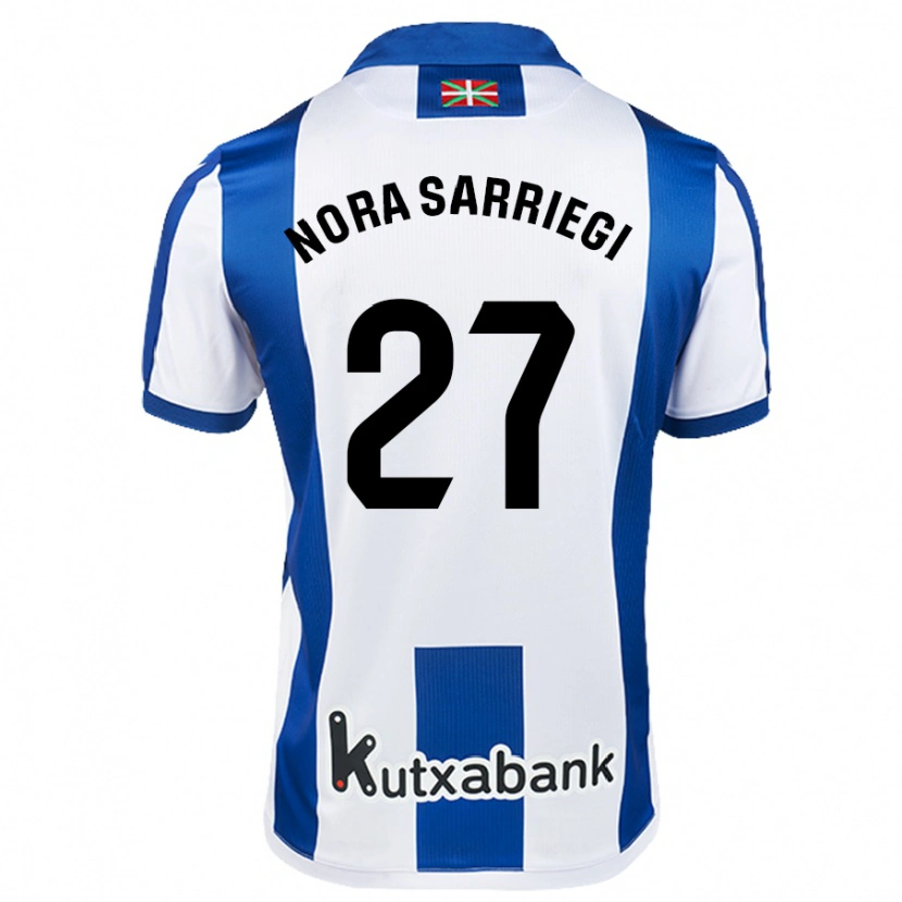 Danxen Mujer Camiseta Nora Sarriegi Galdos #27 Blanco Azul 1ª Equipación 2024/25 La Camisa México