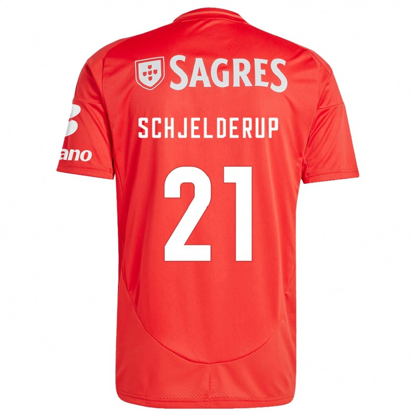 Danxen Mujer Camiseta Andreas Schjelderup #21 Rojo Blanco 1ª Equipación 2024/25 La Camisa México