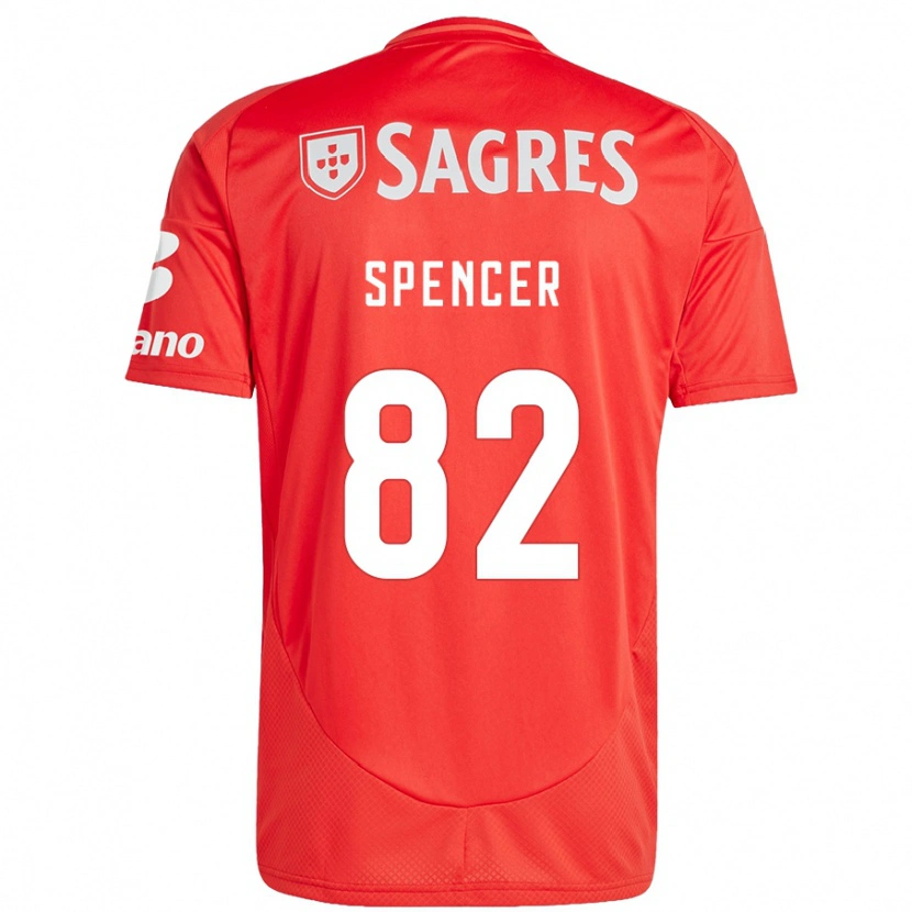 Danxen Mujer Camiseta Diogo Spencer #82 Rojo Blanco 1ª Equipación 2024/25 La Camisa México