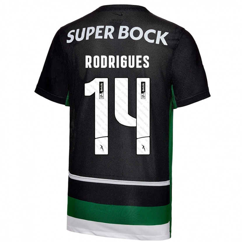 Danxen Mujer Camiseta Paulo Rodrigues #14 Negro Blanco Verde 1ª Equipación 2024/25 La Camisa México