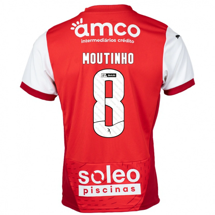 Danxen Mujer Camiseta João Moutinho #8 Rojo Blanco 1ª Equipación 2024/25 La Camisa México