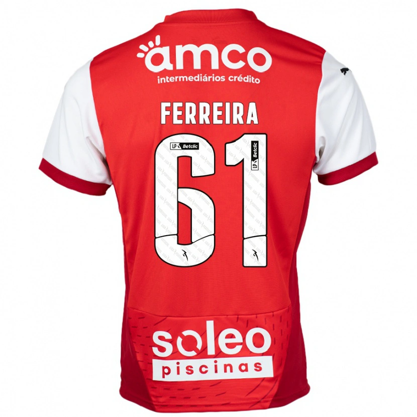 Danxen Mujer Camiseta Tiago Ferreira #61 Rojo Blanco 1ª Equipación 2024/25 La Camisa México