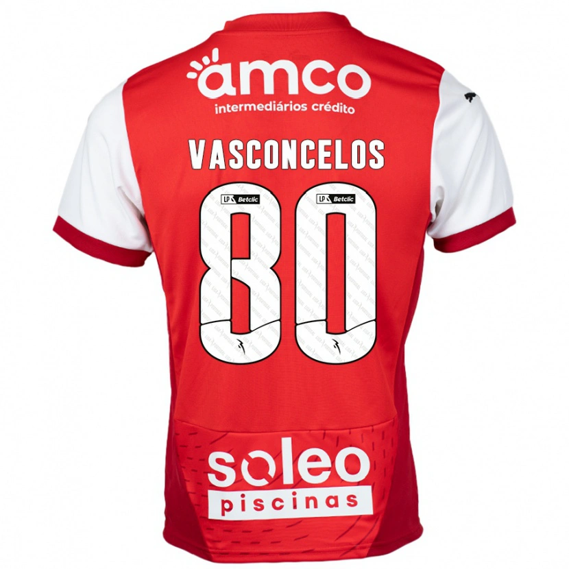 Danxen Mujer Camiseta Vasconcelos #80 Rojo Blanco 1ª Equipación 2024/25 La Camisa México