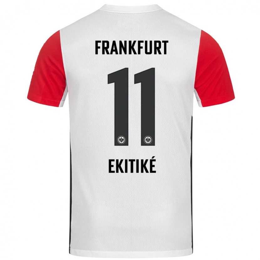 Danxen Mujer Camiseta Hugo Ekitiké #11 Blanco Rojo 1ª Equipación 2024/25 La Camisa México