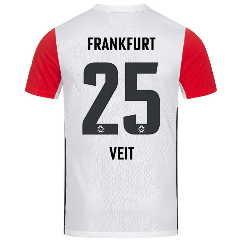 Danxen Mujer Camiseta Jella Veit #25 Blanco Rojo 1ª Equipación 2024/25 La Camisa México