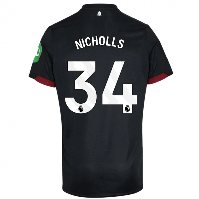 Danxen Mujer Camiseta Macey Nicholls #34 Negro Blanco 2ª Equipación 2024/25 La Camisa México