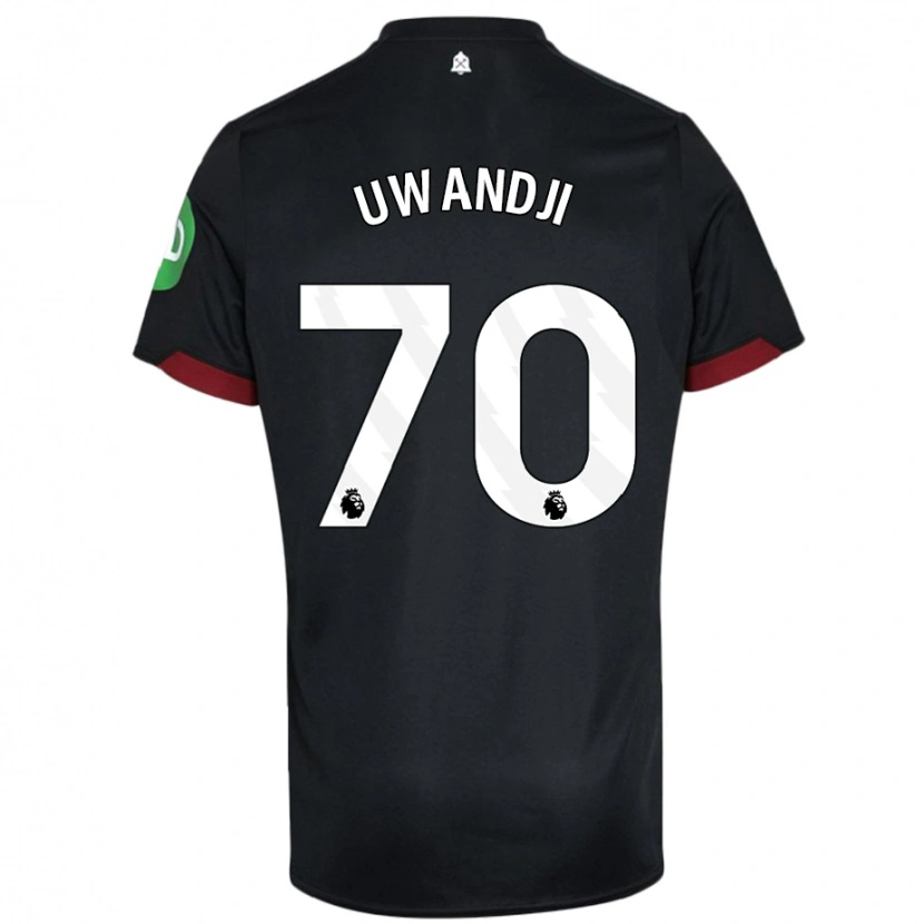 Danxen Mujer Camiseta Blaise Uwandji #70 Negro Blanco 2ª Equipación 2024/25 La Camisa México