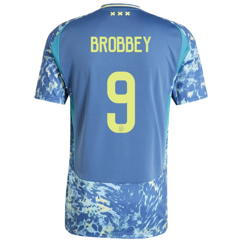 Danxen Mujer Camiseta Brian Brobbey #9 Gris Azul Amarillo 2ª Equipación 2024/25 La Camisa México