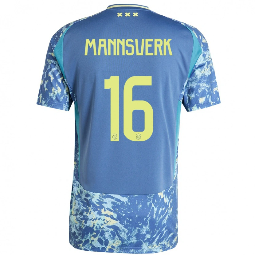 Danxen Mujer Camiseta Sivert Mannsverk #16 Gris Azul Amarillo 2ª Equipación 2024/25 La Camisa México