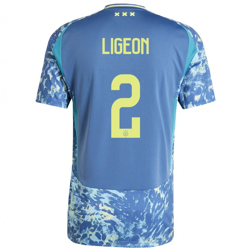 Danxen Mujer Camiseta Ruben Ligeon #2 Gris Azul Amarillo 2ª Equipación 2024/25 La Camisa México