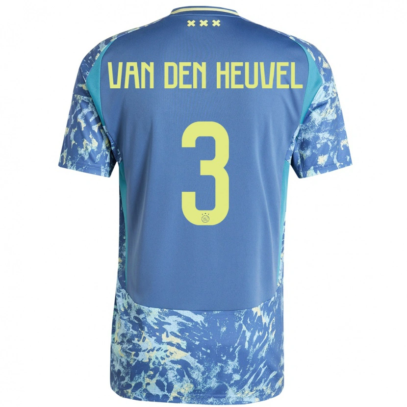Danxen Mujer Camiseta Nino Van Den Heuvel #3 Gris Azul Amarillo 2ª Equipación 2024/25 La Camisa México