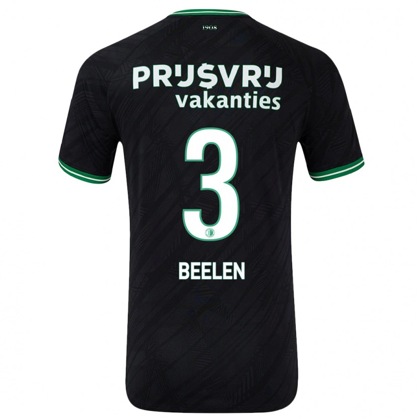 Danxen Mujer Camiseta Thomas Beelen #3 Negro Verde 2ª Equipación 2024/25 La Camisa México