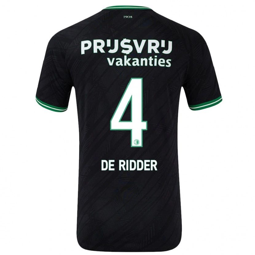 Danxen Mujer Camiseta Robine De Ridder #4 Negro Verde 2ª Equipación 2024/25 La Camisa México