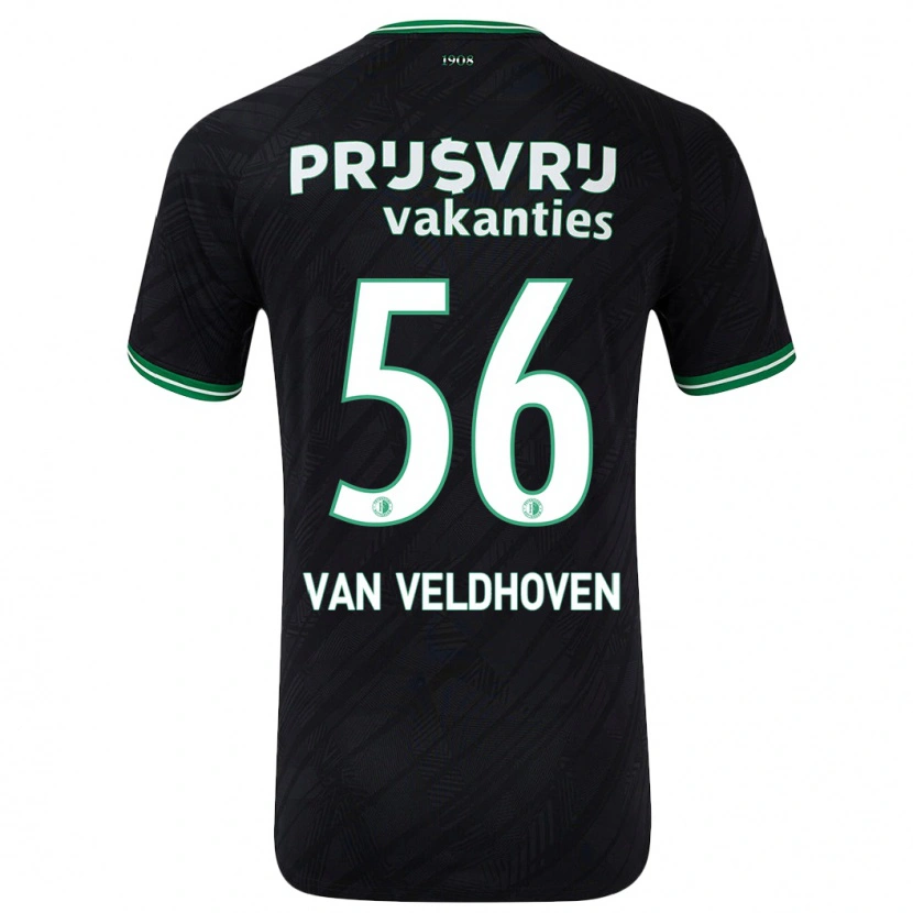 Danxen Mujer Camiseta Kars Van Veldhoven #56 Negro Verde 2ª Equipación 2024/25 La Camisa México