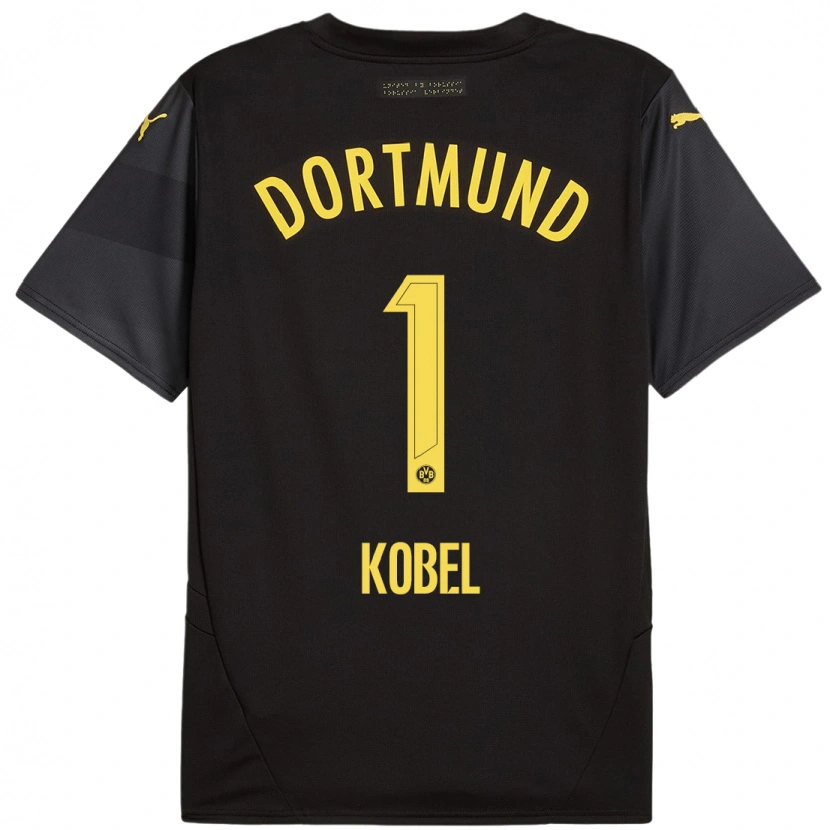 Danxen Mujer Camiseta Gregor Kobel #1 Negro Amarillo 2ª Equipación 2024/25 La Camisa México
