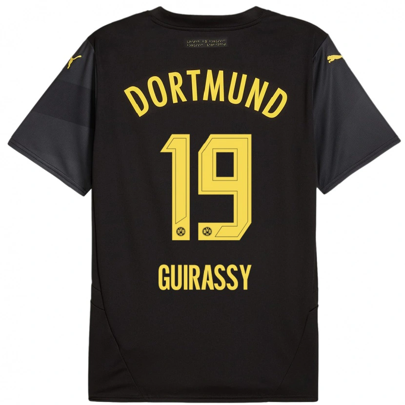 Danxen Mujer Camiseta Serhou Guirassy #19 Negro Amarillo 2ª Equipación 2024/25 La Camisa México