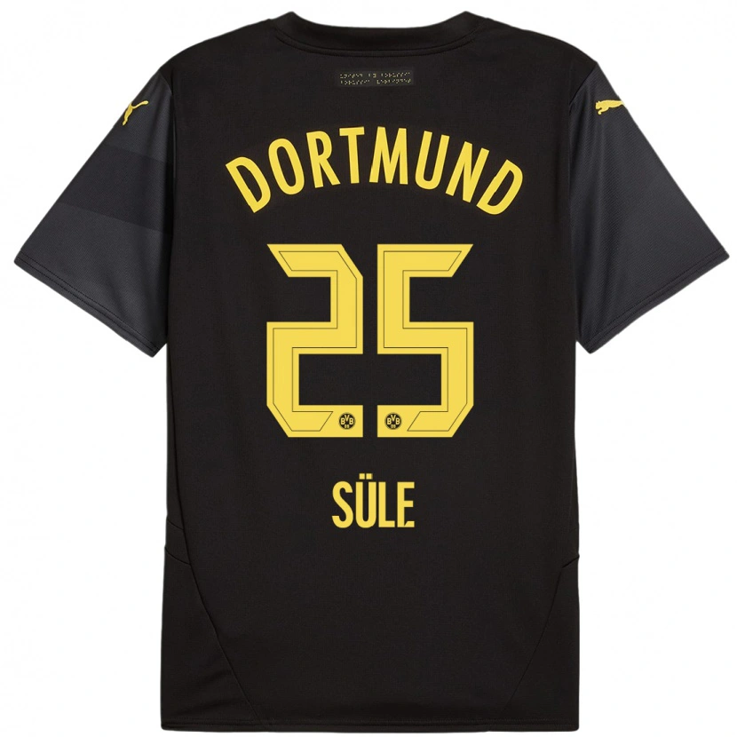 Danxen Mujer Camiseta Niklas Süle #25 Negro Amarillo 2ª Equipación 2024/25 La Camisa México
