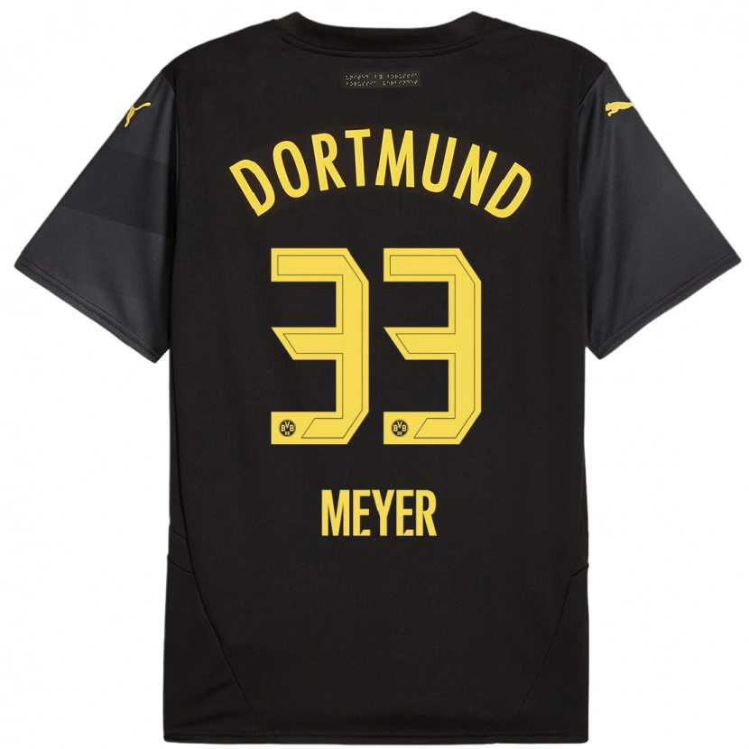Danxen Mujer Camiseta Alexander Meyer #33 Negro Amarillo 2ª Equipación 2024/25 La Camisa México