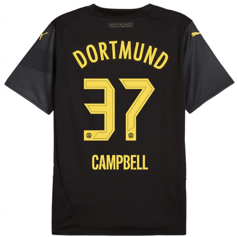 Danxen Mujer Camiseta Cole Campbell #37 Negro Amarillo 2ª Equipación 2024/25 La Camisa México