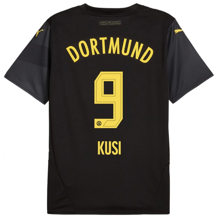 Danxen Mujer Camiseta Jemain Kusi #9 Negro Amarillo 2ª Equipación 2024/25 La Camisa México