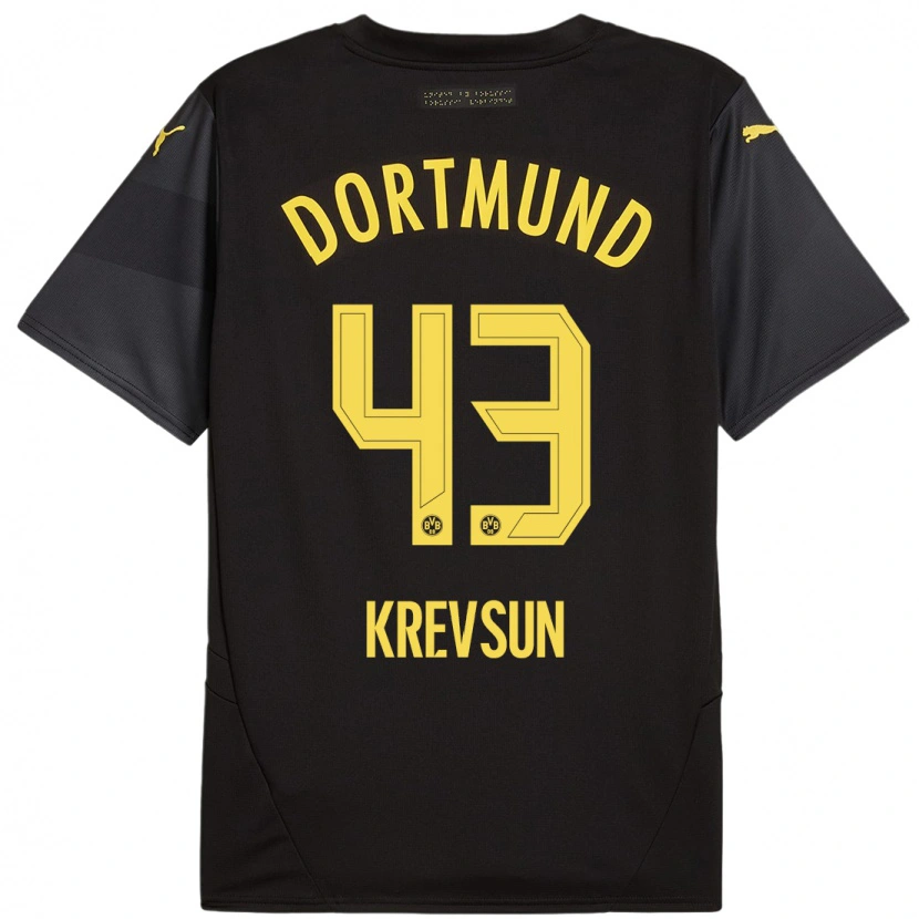Danxen Mujer Camiseta Danylo Krevsun #43 Negro Amarillo 2ª Equipación 2024/25 La Camisa México