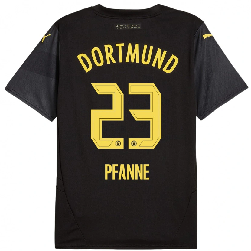 Danxen Mujer Camiseta Franz Pfanne #23 Negro Amarillo 2ª Equipación 2024/25 La Camisa México