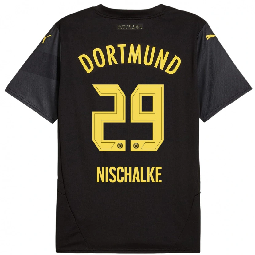 Danxen Mujer Camiseta Jermain Nischalke #29 Negro Amarillo 2ª Equipación 2024/25 La Camisa México