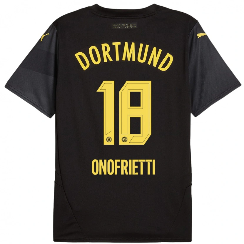 Danxen Mujer Camiseta Vincenzo Onofrietti #18 Negro Amarillo 2ª Equipación 2024/25 La Camisa México