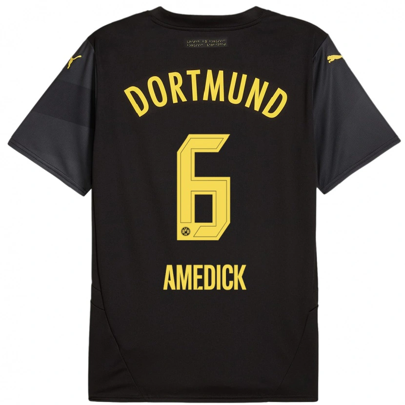 Danxen Mujer Camiseta Maik Amedick #6 Negro Amarillo 2ª Equipación 2024/25 La Camisa México
