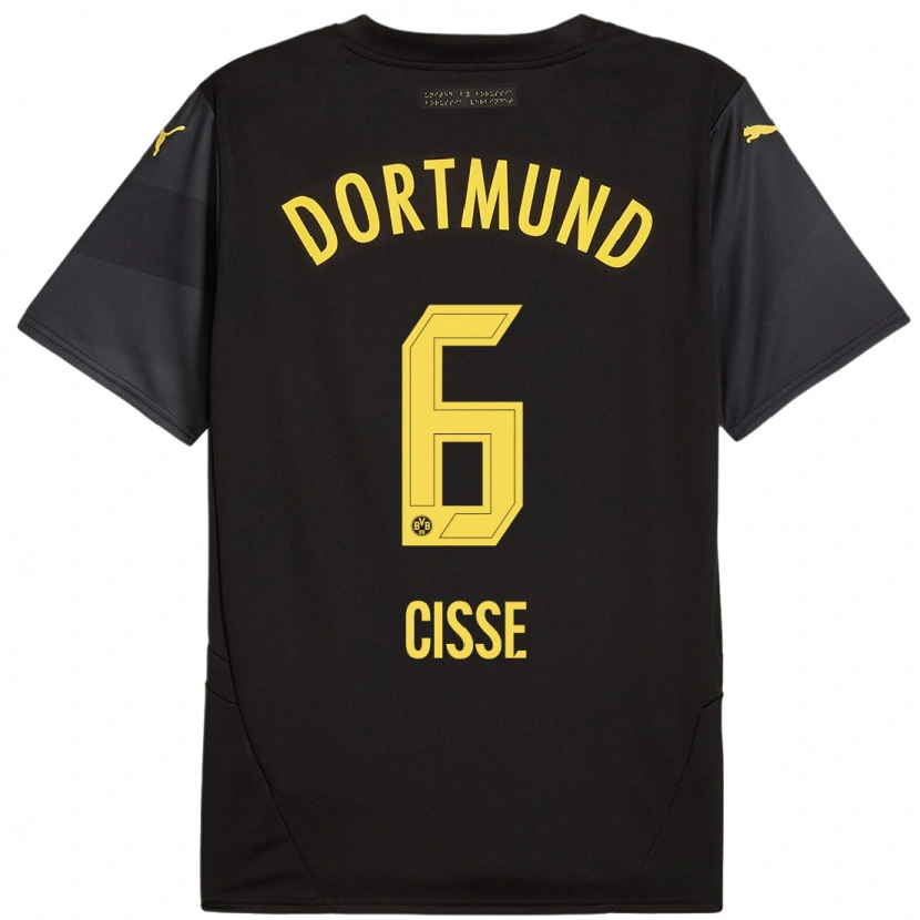 Danxen Mujer Camiseta Faroukou Cisse #6 Negro Amarillo 2ª Equipación 2024/25 La Camisa México
