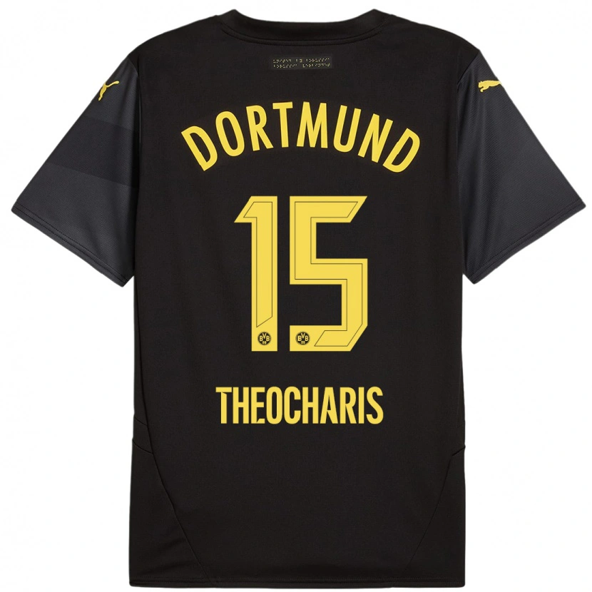 Danxen Mujer Camiseta Elefterios Theocharis #15 Negro Amarillo 2ª Equipación 2024/25 La Camisa México