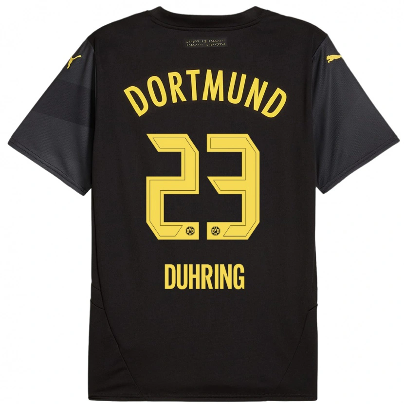 Danxen Mujer Camiseta Marc Niclas Duhring #23 Negro Amarillo 2ª Equipación 2024/25 La Camisa México