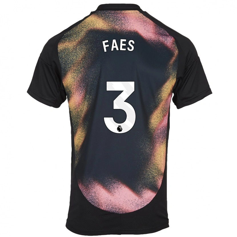 Danxen Mujer Camiseta Wout Faes #3 Negro Blanco 2ª Equipación 2024/25 La Camisa México