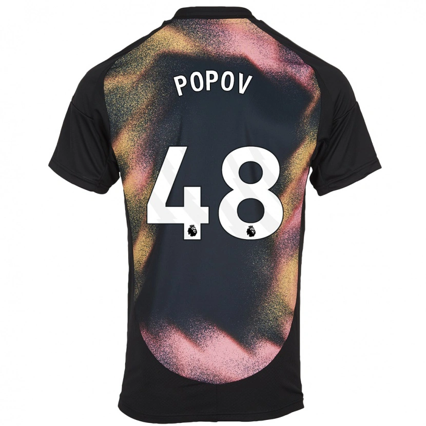 Danxen Mujer Camiseta Chris Popov #48 Negro Blanco 2ª Equipación 2024/25 La Camisa México