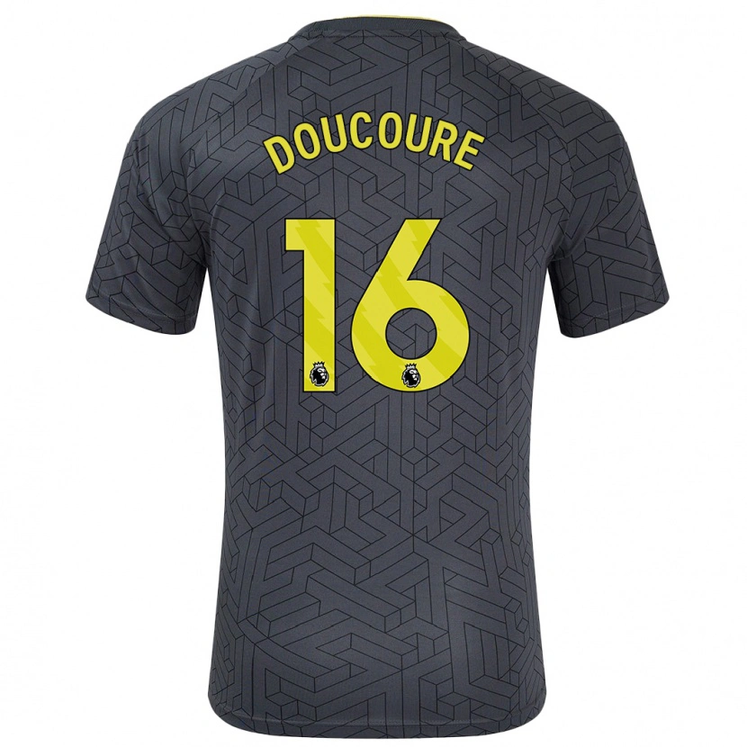 Danxen Mujer Camiseta Abdoulaye Doucouré #16 Negro Amarillo 2ª Equipación 2024/25 La Camisa México