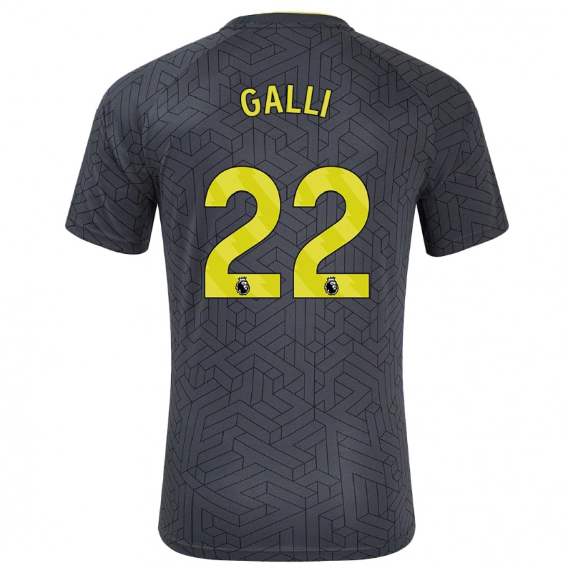 Danxen Mujer Camiseta Aurora Galli #22 Negro Amarillo 2ª Equipación 2024/25 La Camisa México
