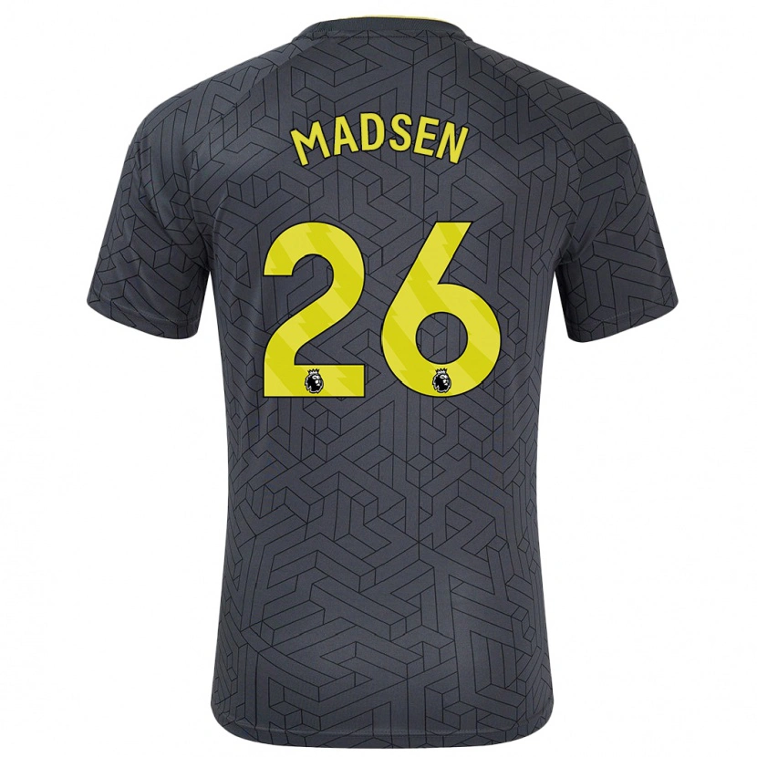 Danxen Mujer Camiseta Rikke Madsen #26 Negro Amarillo 2ª Equipación 2024/25 La Camisa México
