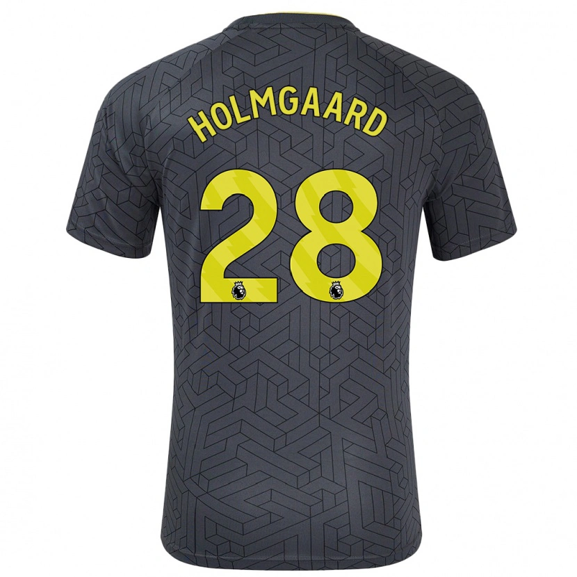 Danxen Mujer Camiseta Karen Holmgaard #28 Negro Amarillo 2ª Equipación 2024/25 La Camisa México
