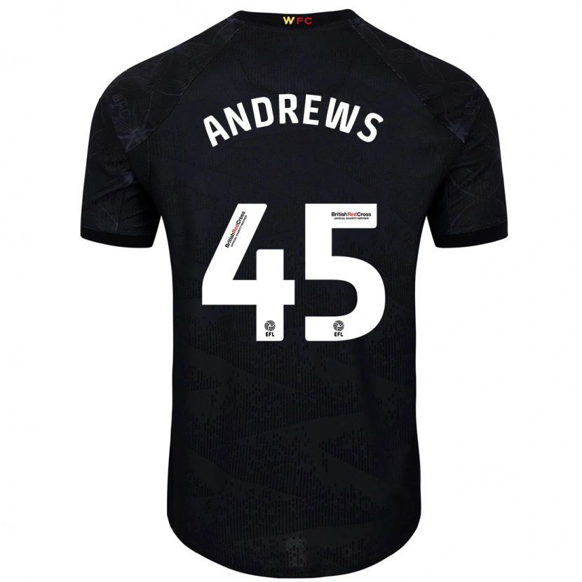 Danxen Mujer Camiseta Ryan Andrews #45 Negro Blanco 2ª Equipación 2024/25 La Camisa México