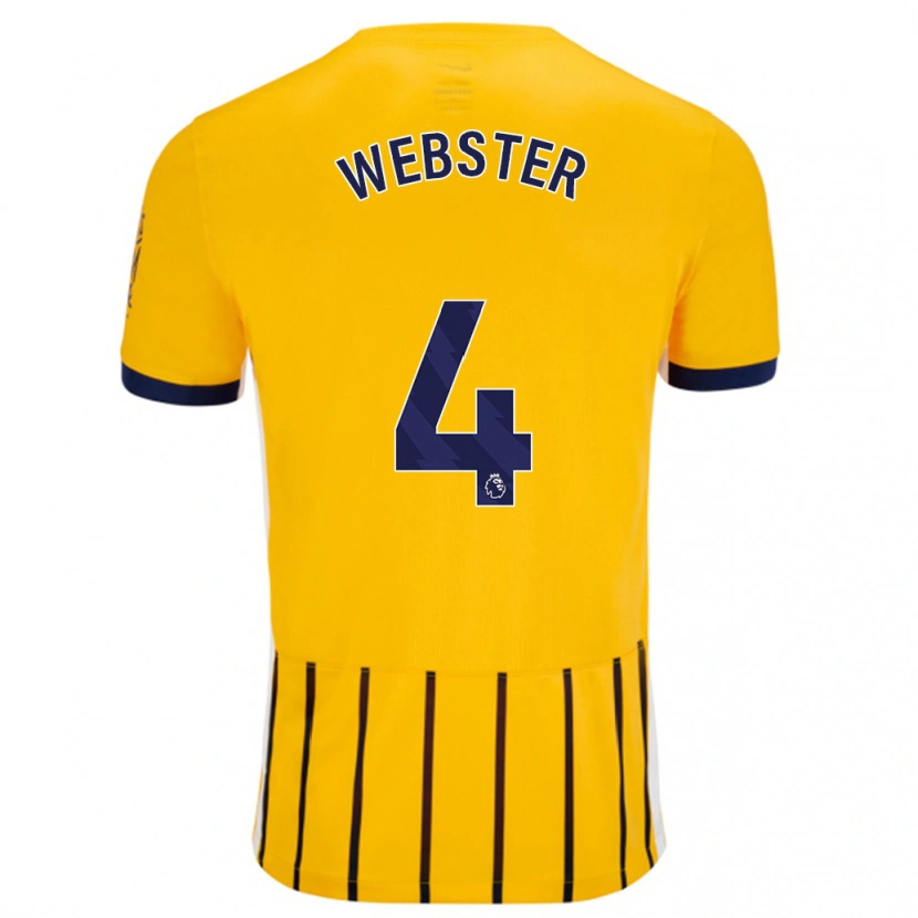 Danxen Mujer Camiseta Adam Webster #4 Dorado Azul Rayas 2ª Equipación 2024/25 La Camisa México
