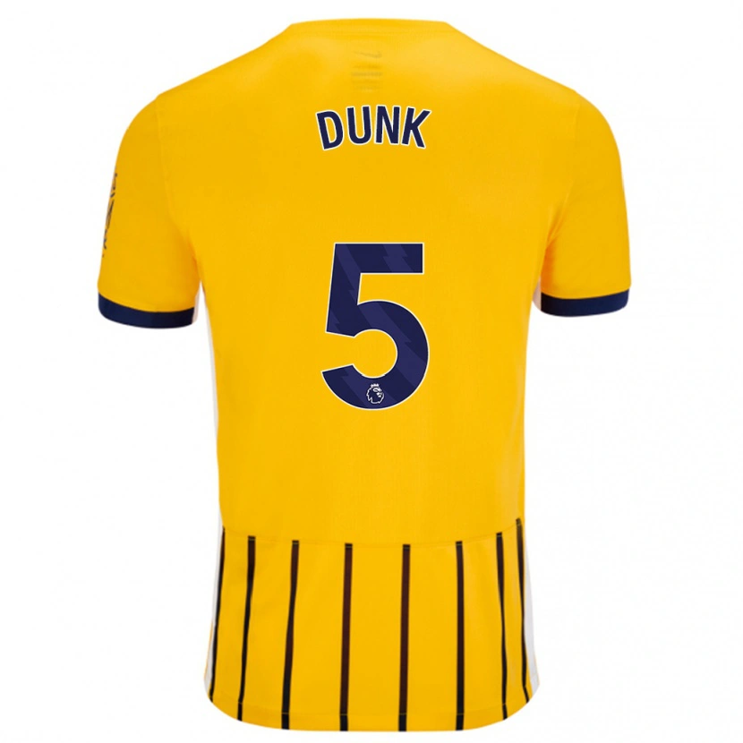 Danxen Mujer Camiseta Lewis Dunk #5 Dorado Azul Rayas 2ª Equipación 2024/25 La Camisa México