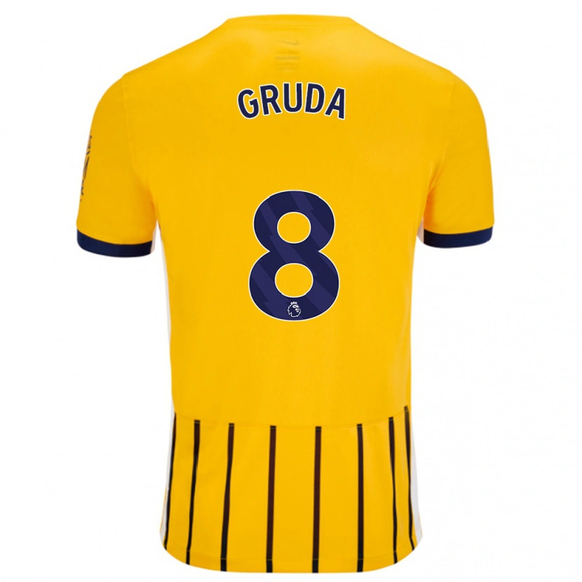 Danxen Mujer Camiseta Brajan Gruda #8 Dorado Azul Rayas 2ª Equipación 2024/25 La Camisa México