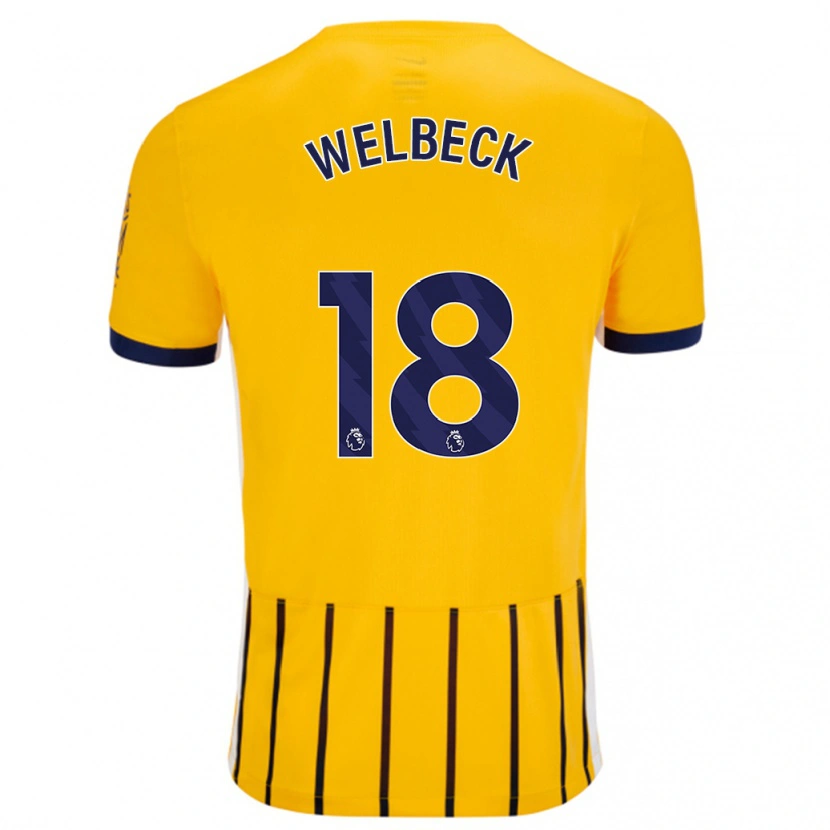 Danxen Mujer Camiseta Danny Welbeck #18 Dorado Azul Rayas 2ª Equipación 2024/25 La Camisa México