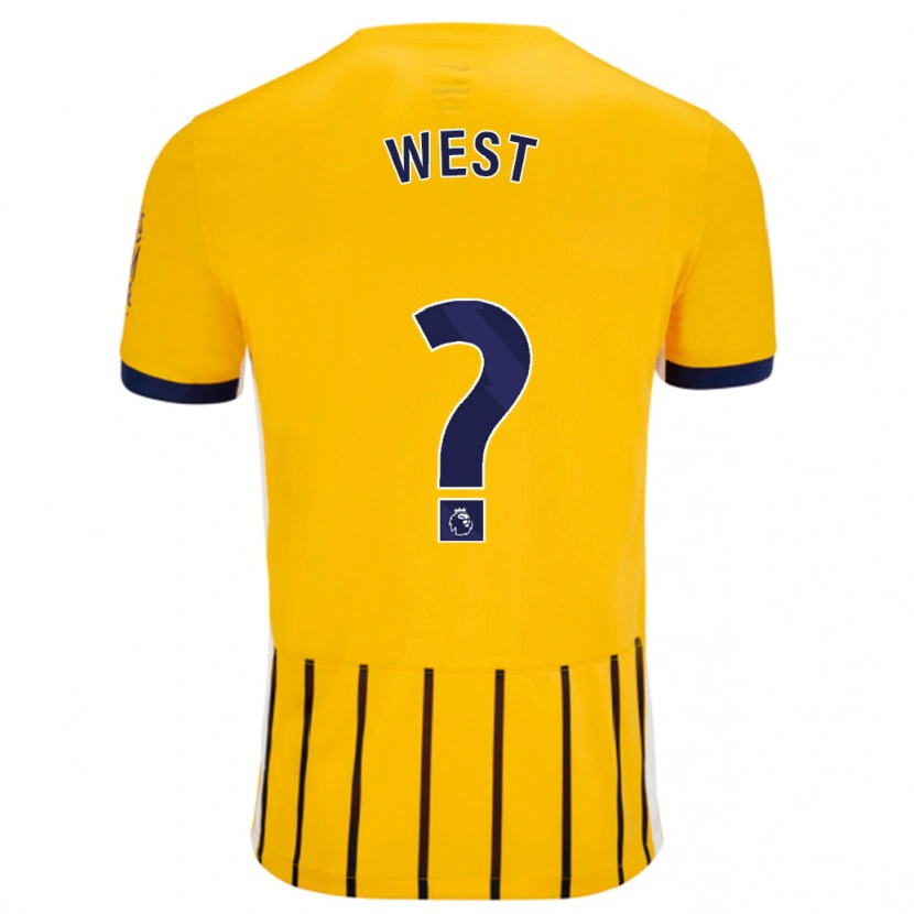 Danxen Mujer Camiseta Aidan West #0 Dorado Azul Rayas 2ª Equipación 2024/25 La Camisa México