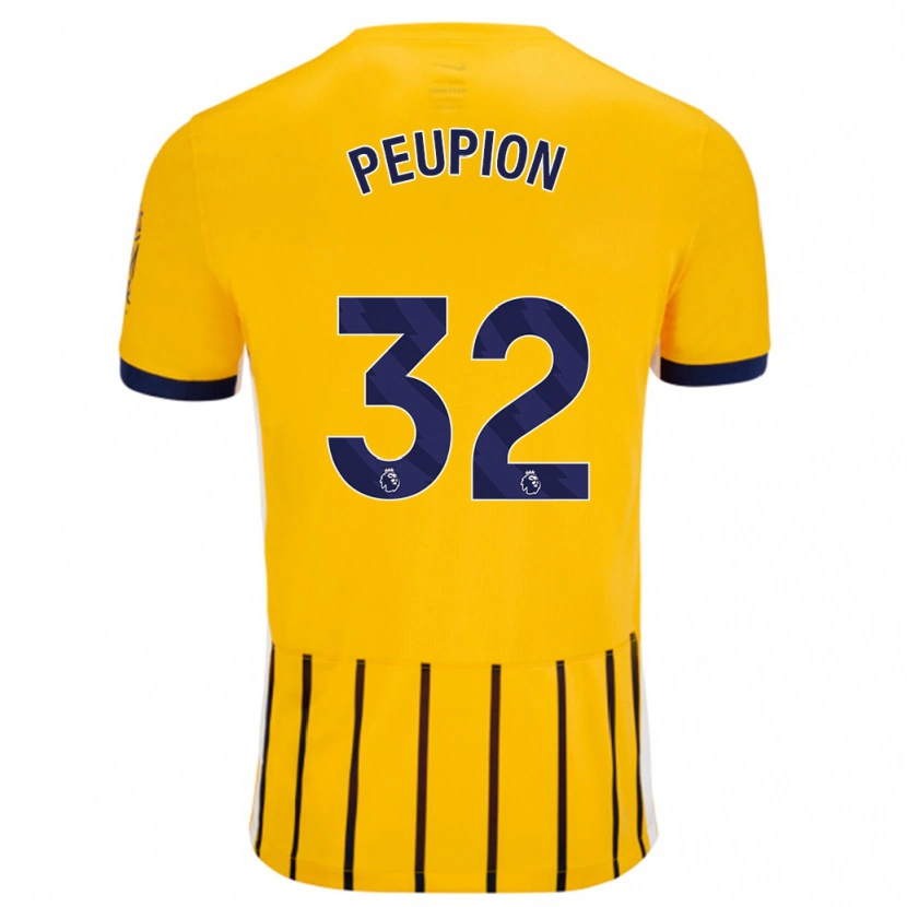 Danxen Mujer Camiseta Cameron Peupion #32 Dorado Azul Rayas 2ª Equipación 2024/25 La Camisa México