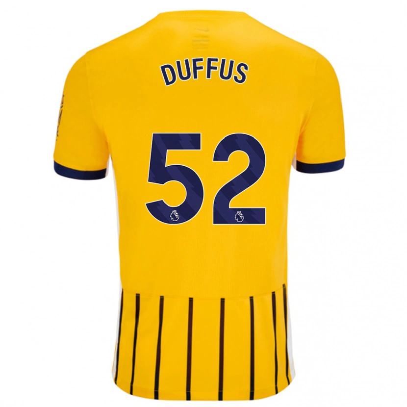 Danxen Mujer Camiseta Josh Duffus #52 Dorado Azul Rayas 2ª Equipación 2024/25 La Camisa México