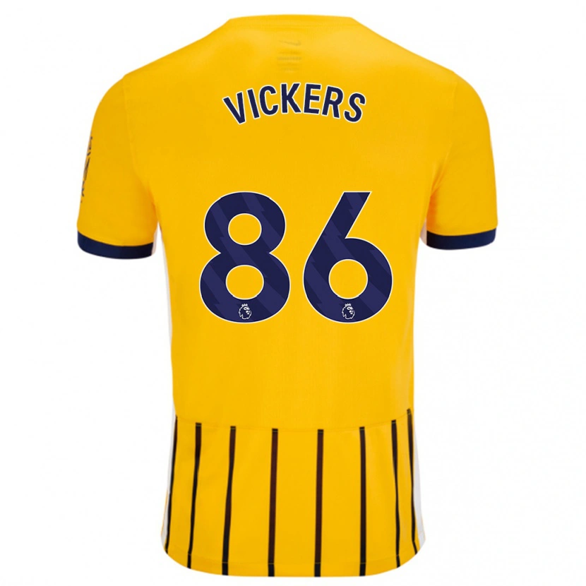 Danxen Mujer Camiseta Jacob Vickers #86 Dorado Azul Rayas 2ª Equipación 2024/25 La Camisa México