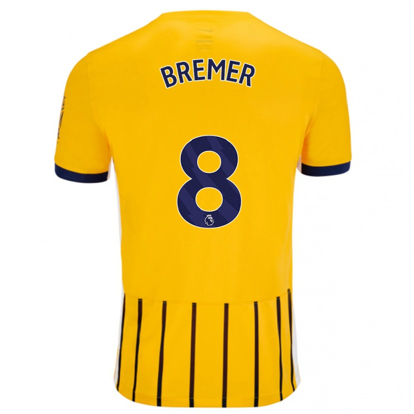 Danxen Mujer Camiseta Pauline Bremer #8 Dorado Azul Rayas 2ª Equipación 2024/25 La Camisa México