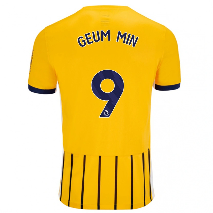 Danxen Mujer Camiseta Lee Geum-Min #9 Dorado Azul Rayas 2ª Equipación 2024/25 La Camisa México