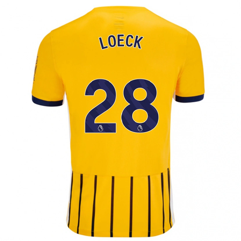 Danxen Mujer Camiseta Melina Loeck #28 Dorado Azul Rayas 2ª Equipación 2024/25 La Camisa México